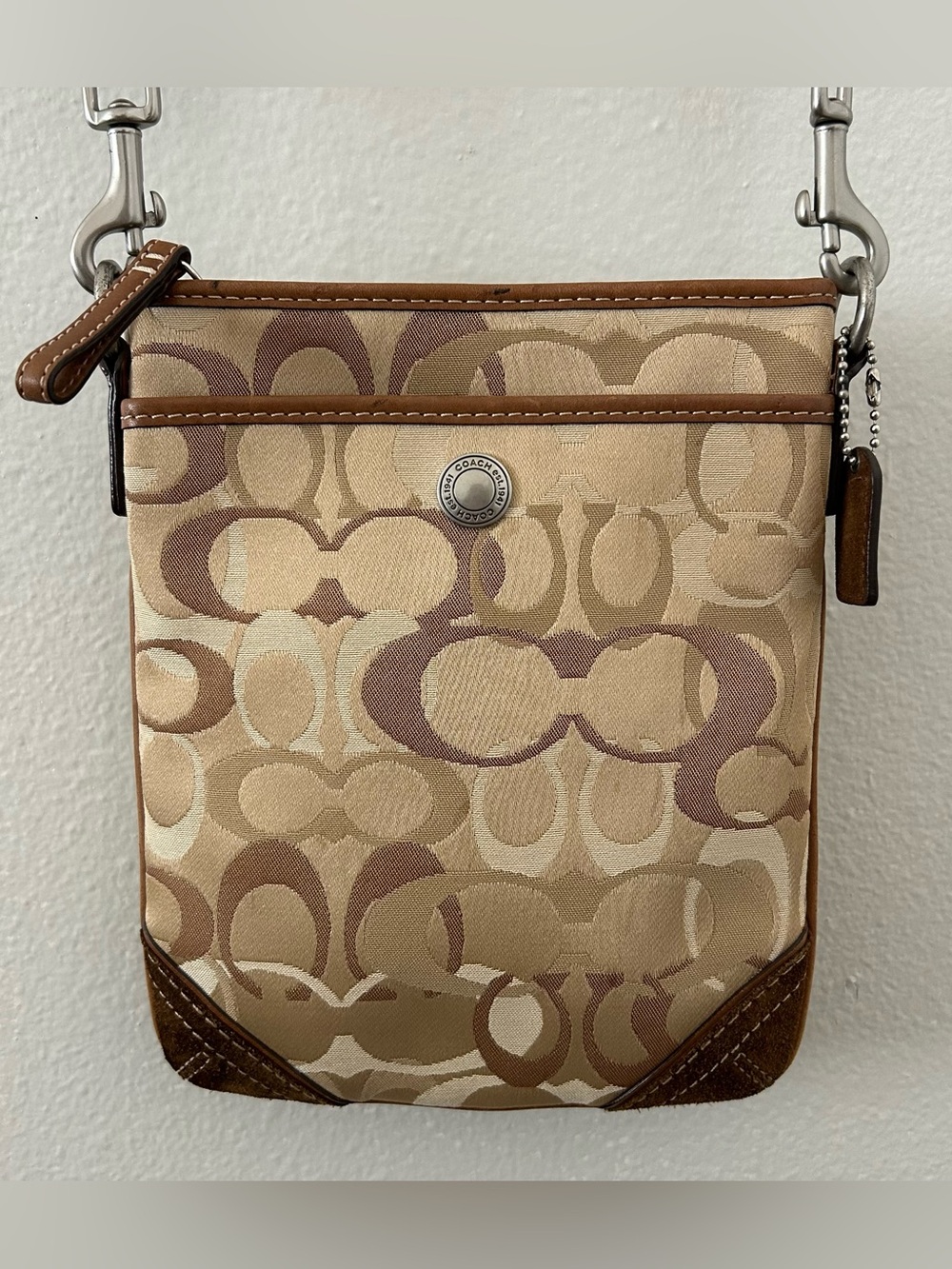 Coach Optic Signature Swing Crossbody Bag DO6Q-10148 Brown Tan C Logo Purse Y2K